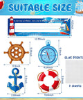 Image of 64 Piece Nautical Classroom Decor Bundle With Nameplates And Sailing Paper Cutouts Plus Glue Dot Sheets For Name Tags And Bulletin Board Borders Perfect For Teachers Admins And Kindergartens showing size dimensions of decor elements.