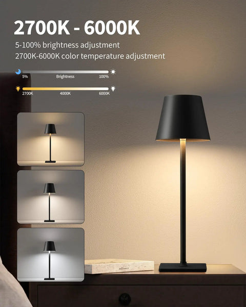 2 Pack Cordless LED Desk Lamp Portable Table Light With 5000mAh Battery Three Color Stepless Dimming Rechargeable Night Light