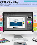 3 Pack Monitor Memo Board Set For Computer Monitors, Clear Acrylic Sticky Note Holders attached to monitor edges
