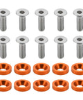 Universal Car Modification M6 Gasket Bolt For License Plate Frame, M6x1.0, Aluminum Alloy, Orange, 1 Set, Easy Install