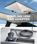Starlink Mini Car Power Adapter And 12V To 24V To 30V Dc Step Up Converter, featuring a sleek design with USB ports and a digital readout.