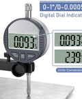 Pro Grade Digital Dial Indicator Gauge With Magnetic Base 0 to 1 Inch 25.4mm Inch To Metric Conversion For 3D Printers Table Saws Auto Repair And CNC Machines High Precision Easy Read Measurements with LCD display showing measurements