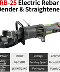 Portable Electric Hydraulic Steel Rod Bender Straightener 2 In 1 Handheld Rebar Bending Machine With Adjustable Angle Up To 130 Degrees showing design and features.
