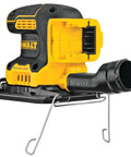 20V Max XR Brushless Cordless One Quarter Sheet Variable Speed Sander Tool Only, 8,000 to 14,000 OPM, on a metal stand