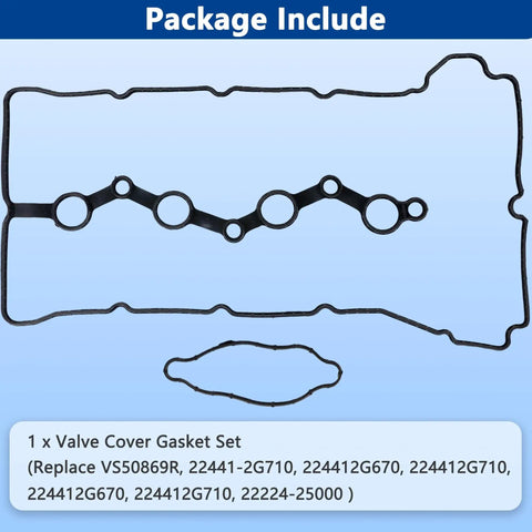 Engine Valve Cover Gasket Set Kit For Hyundai And Kia 2.0L 2.4L L4 Cars 2010 To 2016 Santa Fe Sport Sonata Tucson Optima Sorento Sportage Includes Heavy Duty Gasket Seals Bolts