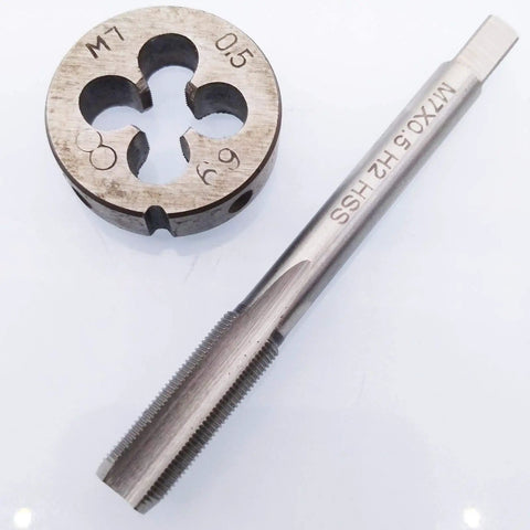 High Speed Steel M7 x 0.5mm Tap And Die Set Right Hand Metric Thread For DIY And Auto Projects Includes 66mm Tap And 25mm Die With 7mm Height