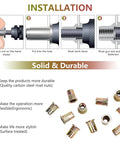 Installation guide for 100 Pack 5/16 Inch Rivet Nut Set 5/16-18 UNC Flat Head Rivnut Inserts, Zinc Yellow Plated Carbon Steel Threaded Inserts.