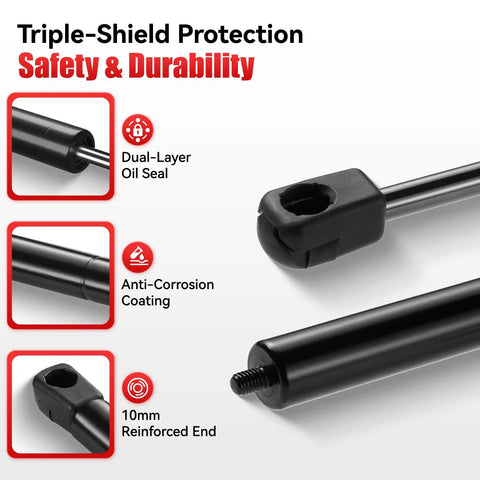 Close-up of 14 Inch Gas Struts 40 Lbs 178 N Gas Lift Springs features including dual-layer oil seal and anti-corrosion coating.