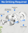 Heavy Duty Black Suction Cup Hooks Two Pack No Drill Bathroom Wall Adhesive Rack showing 304 stainless steel and vacuum base design.