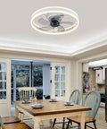 Dining room with Modern Flush Mount Ceiling Fan With Lights White Remote And App Control 3 Color Dimmable Lighting 5 Blade