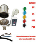 Reliable Workhorse Heavy Duty Plastic Hopper Dryer Machine With 15Kg Capacity Stainless Steel Body For Injection Molding Pvc Abs Pp Pe Pellets Smart Temp Control 220V 2 7Kw with control panel and heating element.