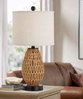 Rattan Table Lamp With Touch Control 3 Way Dimmable Bedside Light For Bedroom And Living Room Cozy Wicker Nightstand Lamp