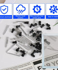 30 Piece Window Screen Clips For Home Repair, 5/32 Inch aluminum retainer latches, springs, and pins arranged on a table.