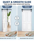 Open and close view of Heavy Duty Bi Fold Barn Door Hardware Kit For Double Doors 3 Foot Track System with smooth sliding