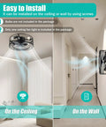 Ceiling Fan Light 18 Inch 3-Setting 40W Modern Mount for Living Room installed on ceiling and wall in a stylish corridor.