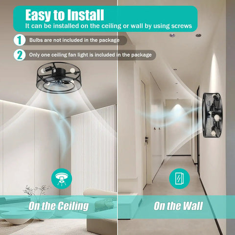 Ceiling Fan Light 18 Inch 3-Setting 40W Modern Mount for Living Room installed on ceiling and wall in a stylish corridor.