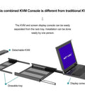 Slick 16 Port Rack Mount Kvm Switch With Usb Vga Hdmi Support Over Cat6 Rj45 Cables For Long Distance Server Management, featuring detachable KVM and display console.