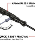 No Sweat Door Hinge Pin Remover And Install Set With Heavy Duty Steel Face Hammer And Smooth Operator Dual Tip Spring Punch close-up of door hinge punch with a hammerless spring design.