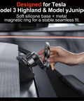 Magnetic Phone Mount For Tesla Model 3 Highland And Model Y Juniper – 360 Degree Rotating Dashboard Mount installed on dashboard