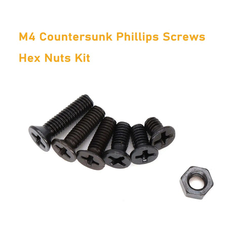 M4 Flat Head Phillips Countersunk Machine Screws And Hex Nuts Set, Black Bolts And Nuts Assortment, 6 lengths shown
