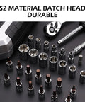 53 Piece Metric Motorcycle Tool Kit with One Quarter Inch Mini Ratchet Set includes sockets, hex keys, and bits