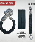 Beefy Soft Shackle Half Inch By 22 Inch 2 Pack 55000 Lb Max Strength Recovery Rope with sleeves, product size details