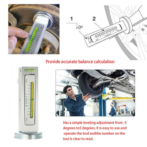 Hella Accurate Adjustable Magnetic Camber Gauge For Cars Trucks And RV Wheel Alignment Tool with clear level indicators and measurement scale.