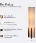 48 Inch Paper Lantern Floor Lamp With Wood Frame Asian Inspired Tower Shade For Living Room Bedroom And Office Cozy Home Vibe Lighting That Elevates Any Space