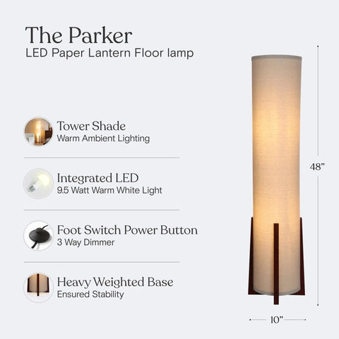 48 Inch Paper Lantern Floor Lamp With Wood Frame Asian Inspired Tower Shade For Living Room Bedroom And Office Cozy Home Vibe Lighting That Elevates Any Space