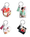 DIY Sublimation Keychains Set Double-Sided Heat Transfer Blanks, 50 Pieces in 5 Shapes, with personalized images and tassels