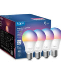 Smart LED Bulbs With 16 Million Colors RGBW Dimmable That Work With Alexa And Google Home No Hub Needed A19 60W Equivalent 800 Lumens CRI Over 90 2.4GHz WiFi Four Pack L530E with packaging