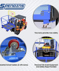 Rock Solid Foldable Forklift Safety Cage For Two Workers, Hella Durable Heavy Duty Steel Man Basket with industrial casters and tine locks.