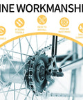 Close-up of bike gear and chain with text highlighting features from Six Seven Eight Speed Bike Chain Kit With 116 Links, Chain Breaker.
