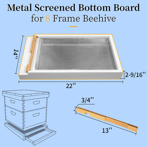 Two Pack Cedar Screened Bottom Boards For 8 Frame Langstroth Beehives With Metal Insert And Painted Finish Includes Entrance Reducer