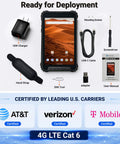 Hella Tough Eight Inch Rugged Android Tablet With 4G LTE Dual Sim Cellular, IP69K Waterproof Night Vision Lens, Rock Solid Field Ready Powerhouse For Construction Crews And Outdoor Tech Hustle with charger, USB-C cable, and accessories.