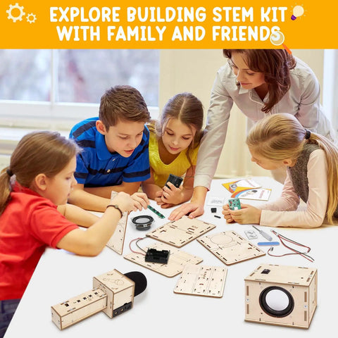 Karaoke STEM Kit For Kids 8 12 Build Your Own Bluetooth Speaker And Microphone DIY Electronics Toy For Boys And Girls Hands On Science Fun Learn By Making A Mini Karaoke Machine Great Birthday Gift 9 10 11 12, kids assembling wooden speaker parts