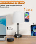 Set Of 2 Cozy Bedside Lamps For Bedrooms With 3 Color Temperatures From 2700K To 5000K USB C And USB A Charging Port And AC Outlet