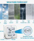 Indoor Outdoor Thermometer Wireless Weather Station With Backlight Dope Readouts, showing weather forecast and temperature data