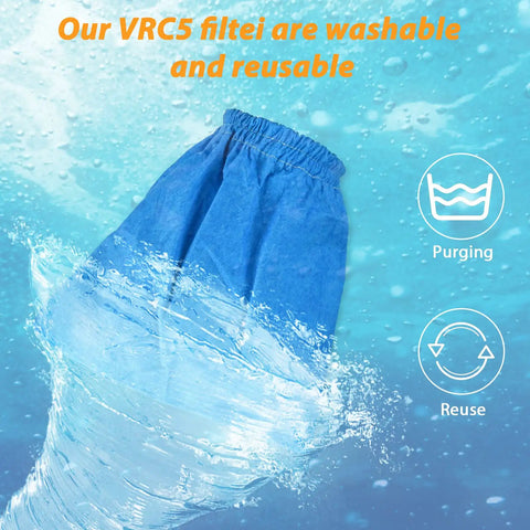 Cloth Filter For Two And Two Point Five Gallon Shop Vac Systems In A Three Pack, microlined replacement in water, showing washability