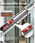 6.4ft Sliding Door Hardware Set With Hydraulic Soft Close System showcasing two-way buffer damper in silver