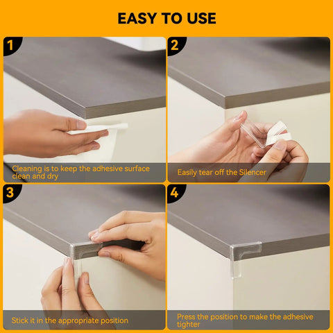 Tough As Nails L Shaped Corner Protectors showing application steps for easy installation with strong adhesive tape.