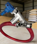Portable Grain Sucker Auger Conveyor With 2000W High Torque Motor in warehouse, connected red hose, handling granules and powders