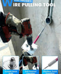No Sweat Professional Electrician Wire Pulling Assistant Brushless Wireless Handheld Cable Feeder in use with a drill.
