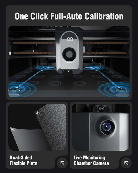 Centauri Carbon CoreXY 3D Printer With Auto Calibration 320C Nozzle Built In Camera, showing dual-sided plate and live camera