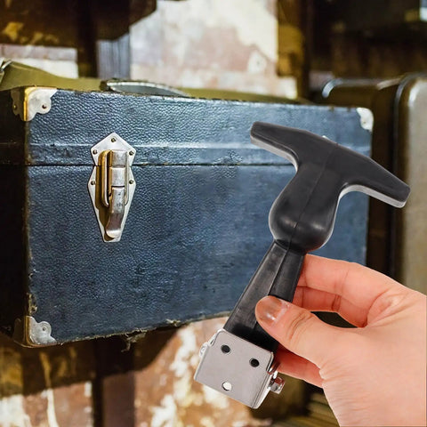 Shockproof Rubber T Handle Draw Latch With 304 Stainless Steel Lock for Tool Boxes, showing secure grip installation.