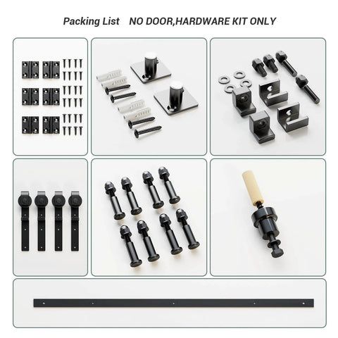 Heavy Duty 48 Inch Bi Folding Sliding Barn Door Hardware Kit With Wall Mount Rollers for Four 11 Inch Bifold Doors