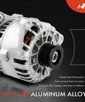 Close-up of 110 Amp 12 Volt Clockwise Rotation Alternator With 6 Groove Pulley for Ford Focus, showing aluminum alloy body