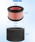 Product sizes for 2 Pack Fine Dust Cartridge Filter For VF408, VF410P, Beast VFB511B 0201, And Cleva Industrial VF408B Replacement.