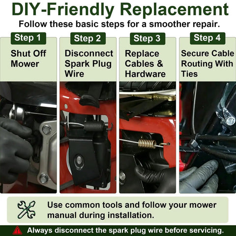 Premium Control Cable Kit For Toro TimeMaster 30 Inch Walk Behind Lawn Mowers Replaces Parts 127-6867 And 133-1998 Easy Fix DIY Repair To Get Your Mower Running Like New Again install steps