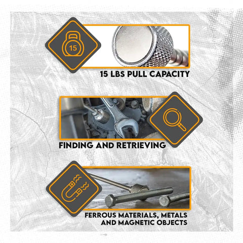 30-Inch Telescoping Magnetic Pick-Up Tool For Mechanics And Home Projects, Extendable Magnetic Wand Grabber, Stainless Steel Black Handle, Heavy-Duty Magnetic Retriever For Nuts Bolts Screws And Metal Debris
